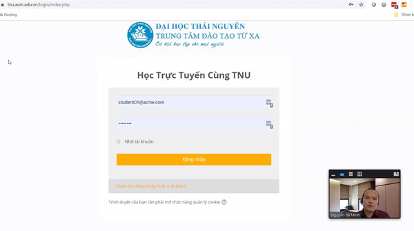 Nhập học Online chương trình Học trực tuyến Đại học Thái Nguyên khóa AUM0120HN