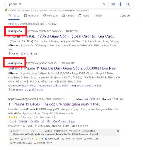 Kênh tìm kiếm trả phí trong digital marketing