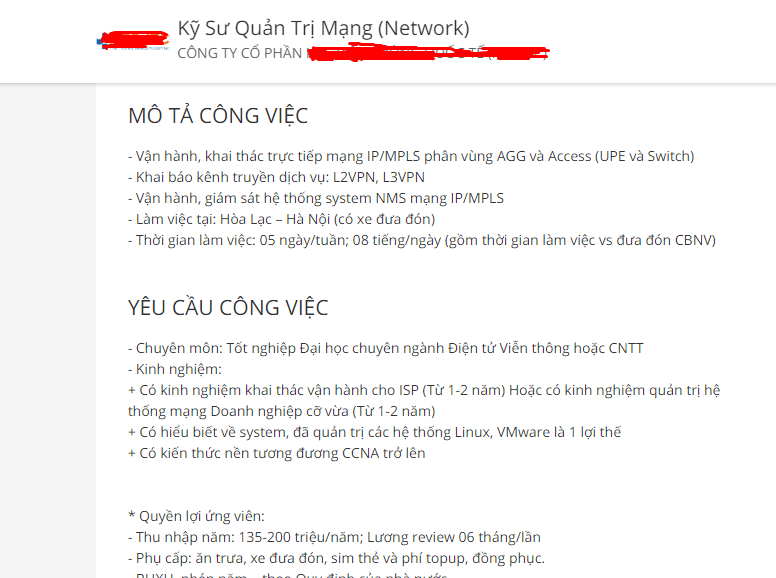 kỹ sư quản trị mạng