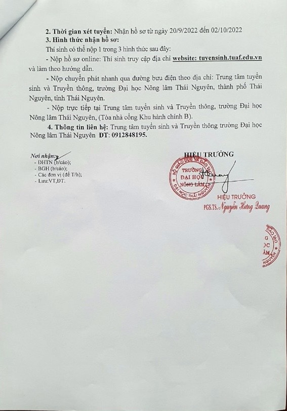 tuyen sinh dai hoc chinh quy 2022 Dai hoc Nong Lam Thai Nguyen